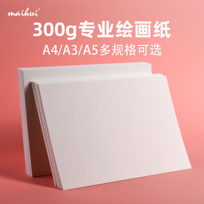 a3a4a5麦绘专业水彩纸300g克16k8k4k开细纹中粗纹专业绘画成人初学者木非棉浆散装美术学生专用加厚彩铅