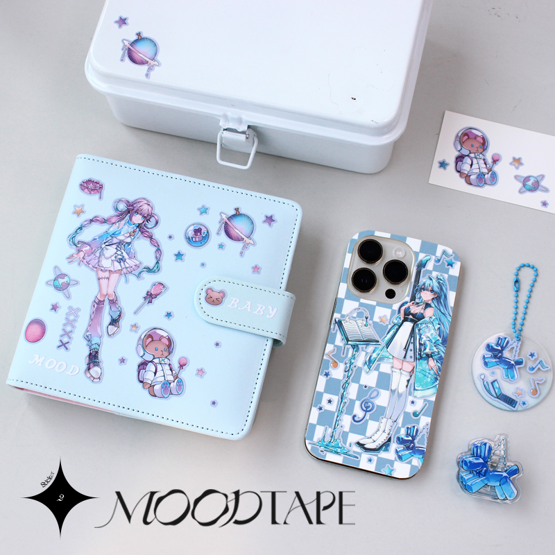 moodtape咕卡贴纸人物女孩贴画diy异形切模文具手帐