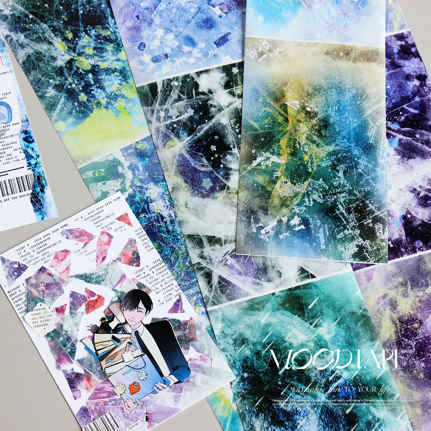 moodtape星尘往事原创超长宽背景拼贴手帐胶带咕卡贴纸mood文具
