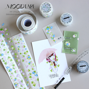 moodtape.牵牛花原创花朵背景切模手帐胶带咕卡贴纸pet和纸文具