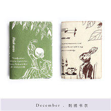 moodtape.  刺绣布面书衣 手账本本皮 封皮 笔记本皮 手帐书衣