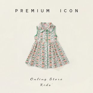 无袖 女宝宝韩版 娃娃领碎花连衣裙外贸批发 新款 女童连衣裙2025夏季