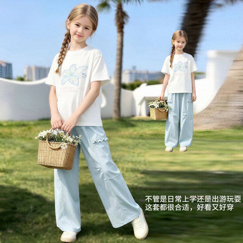 女童夏季套装2026新款洋气女孩超好看夏日韩系多巴胺女款两件套