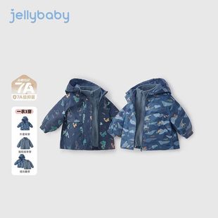 三合一冲锋衣加绒小宝宝儿童防风软壳衣 男童外套秋冬款 三防抑菌