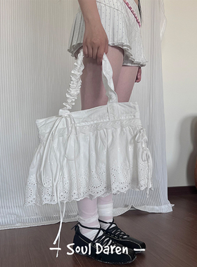 Soul Daren 原创芭蕾花边裙蝴蝶结少女可爱单肩斜跨小众潮流包包