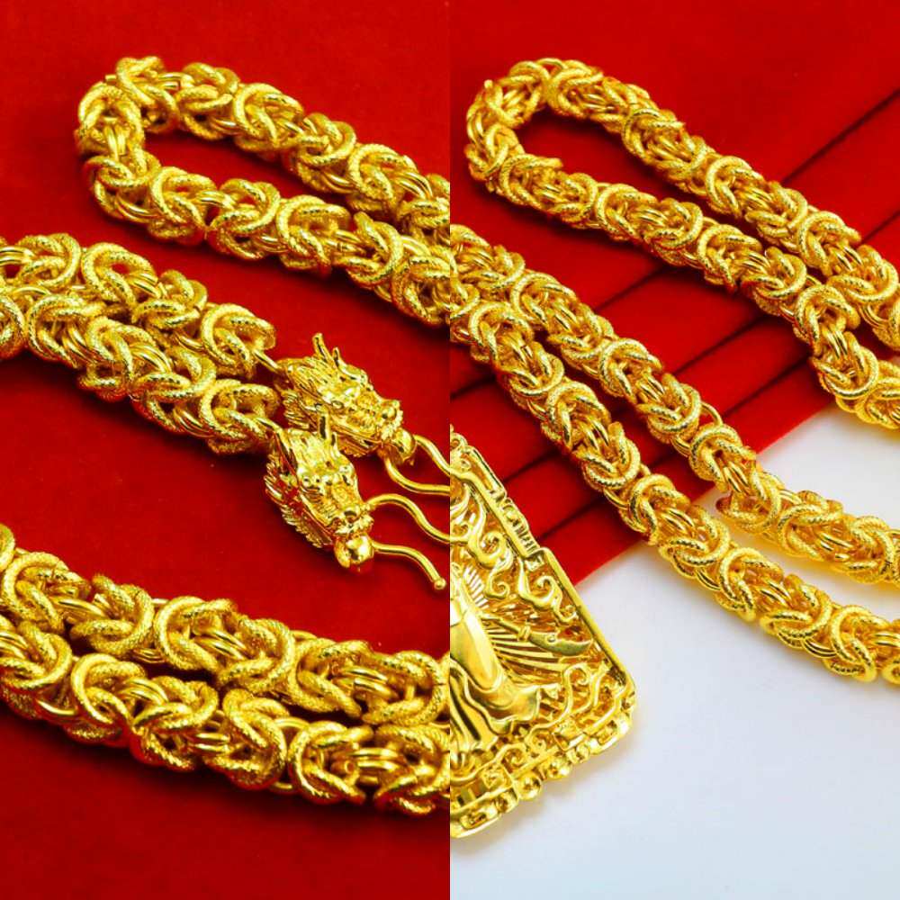 越南沙金项链男镀黄金首饰泰国大金链子粗圆珠久不掉色