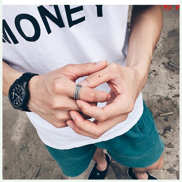 欧寶挌麗潮人创意戒指男士个性复古麻绳指环霸气学生礼物日身