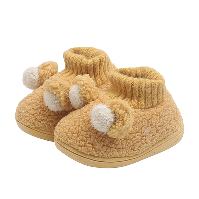 冬季包跟可爱防滑1-3儿童棉拖鞋