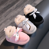 冬季 2023新款 女宝宝可爱蝴蝶结室内家居鞋 儿童棉拖鞋 加绒保暖棉鞋