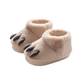 冬季新款恐龙爪子儿童棉鞋男宝宝1-3岁2加绒女小童拖鞋高帮不掉鞋