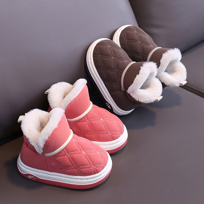 搭档兔休闲亲子款冬季PU皮面棉鞋