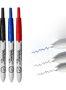 美国三福sharpie按动型记号笔油性防水黑色0.5MM极细自动型马克笔