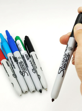 三福锐意按动记号笔油性sharpie32701伸缩按压无帽防干自动马克笔