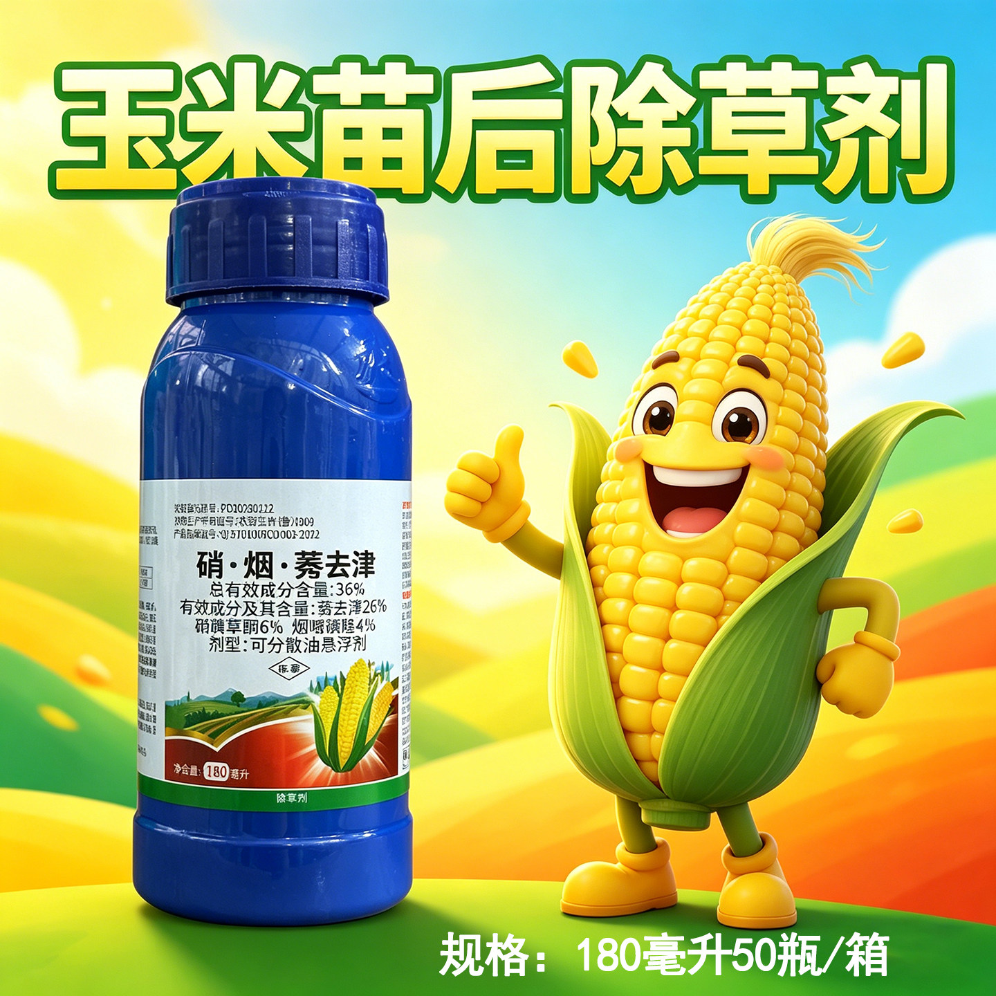 苞玉欢36%硝烟莠去津玉米苗后除草剂 烟嘧磺隆莠去津封闭除草剂