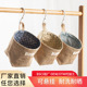 厂家销售布艺花盆挂式 黄麻收纳篮圆形收纳挂袋可折叠植物