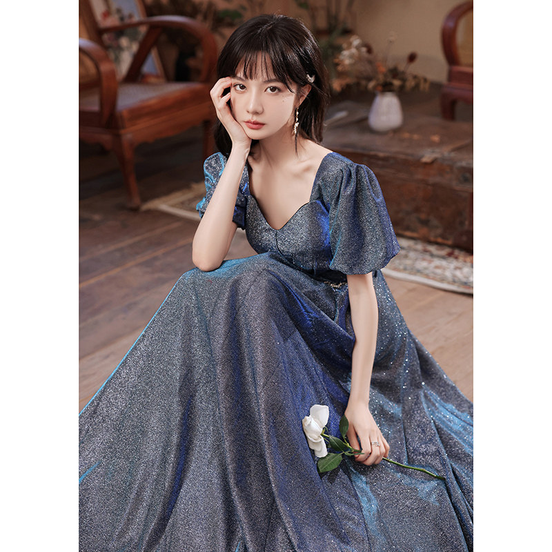 速发晚礼服裙宴会2025新款法式轻奢小众气质高端主持人名媛高级质