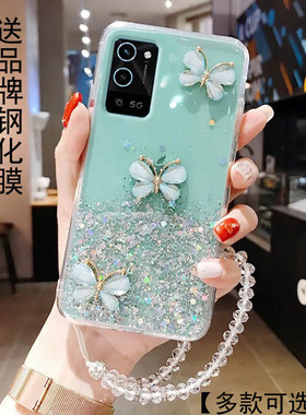 适用OPPOA56手机壳PFVM10新款国潮高颜值超仙女款立体蝴蝶防摔软壳ins时尚带挂绳0pp0a56全包亮闪透明保护套