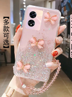 适用OPPOA97手机壳PFTM10新款高颜值韩版ins风超仙女款立体蝴蝶防摔软壳0pp0a97时尚全包透明保护套带挂绳链