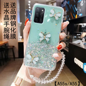 超仙女款 适用OPPOA55s手机壳pemm00新款 高颜值韩版 立体蝴蝶防摔软壳2025年ins风带挂绳0pp0a55全包透明保护套