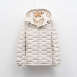 平湖驰新90绒新国标户外轻薄羽绒服女秋冬短款 连帽轻便上衣外套