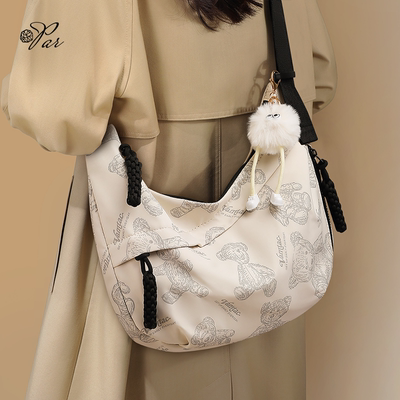 新月形帆布饺子包大容量