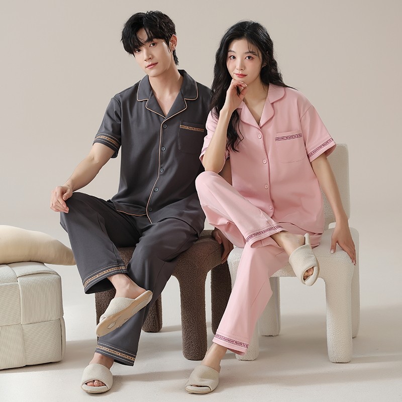 2025年新款情侣睡衣女款纯棉短袖长裤薄款开衫男士家居服套装,女士内衣/男士内衣/家居服,睡衣/家居服套装,淘宝优惠券,粉丝福利购,淘宝优惠卷