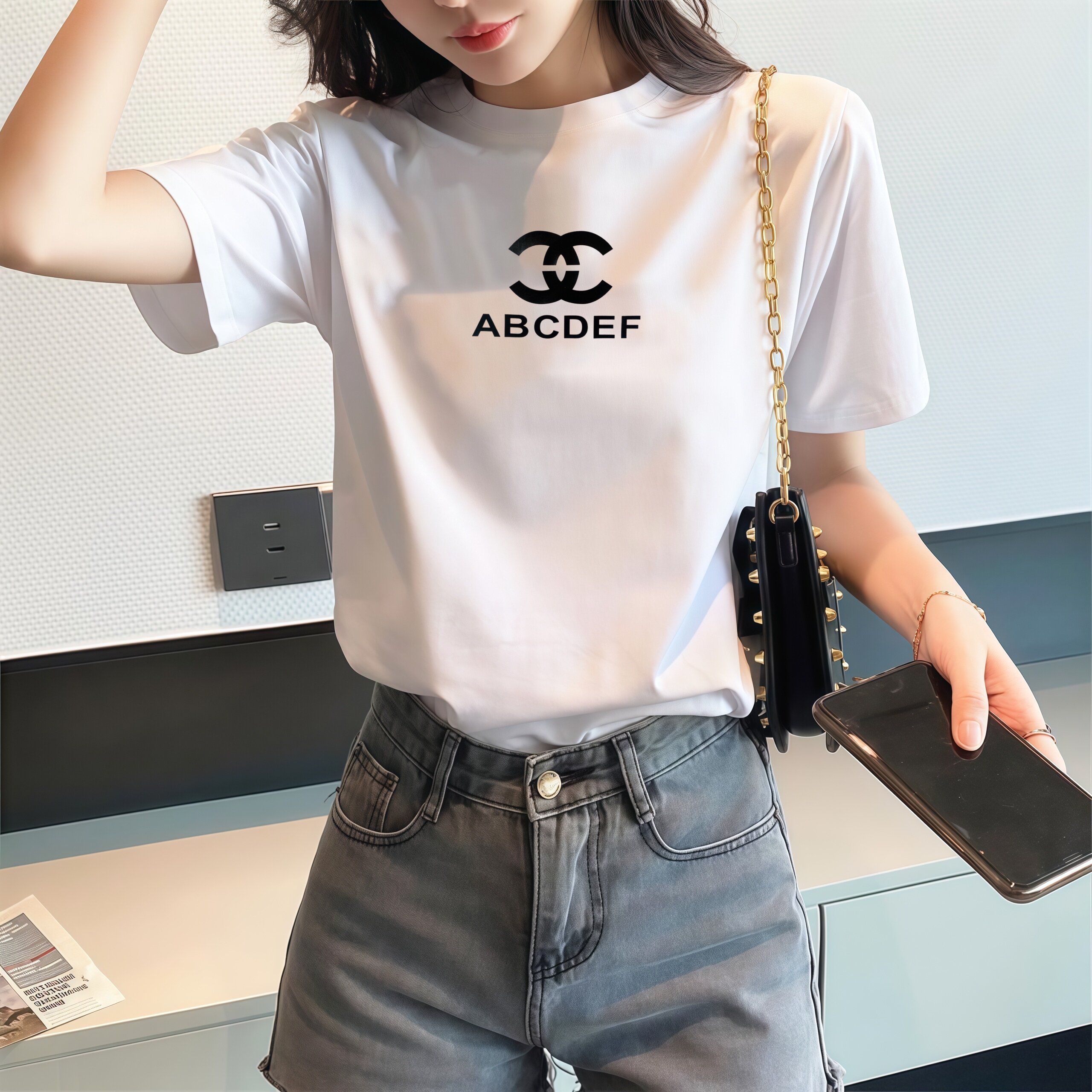 2026夏装新款短袖女白色t恤韩版纯棉印花字母修身大码宽松圆领潮