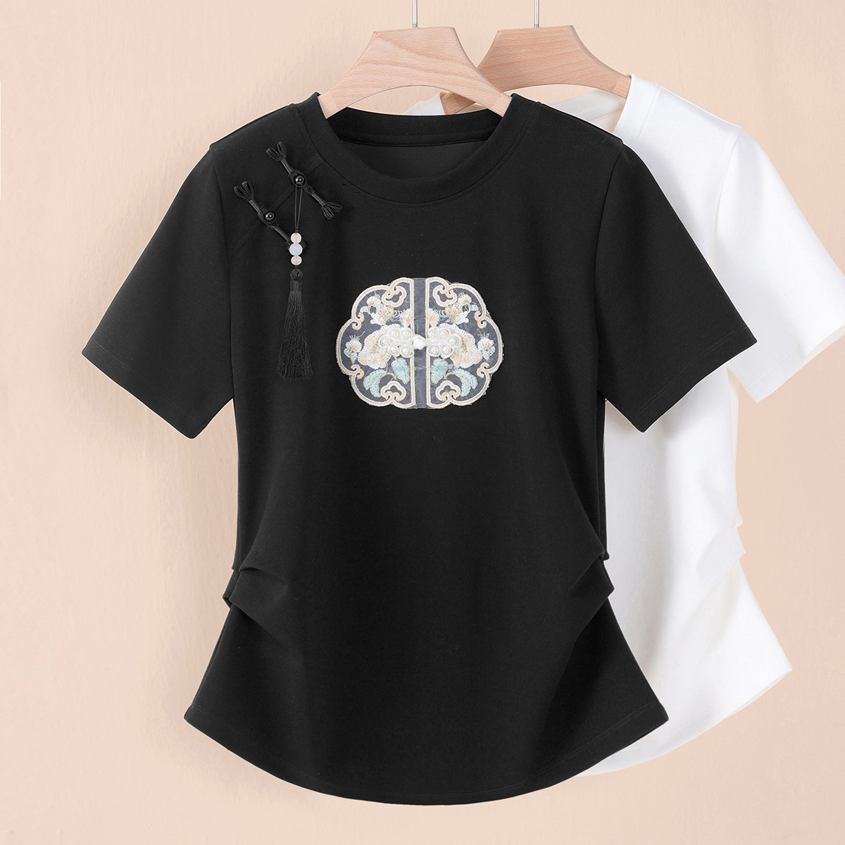刺绣短袖t恤女短袖新中式国风