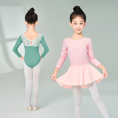 儿童舞蹈服女秋季长袖内衬连体服