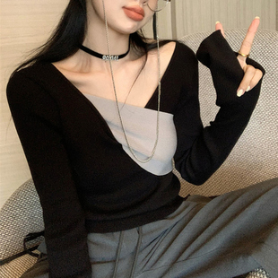毛衣女秋冬季 设计感小众别致独特洋气时尚 时髦内搭长袖 打底针织衫