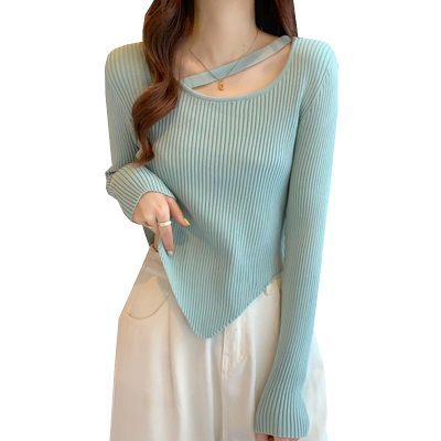 洋气设计感小众不规则短款毛衣女