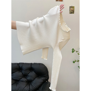 秋冬圆领百搭修身长袖打底针织衫上衣设计高级感木耳边毛衣女内搭