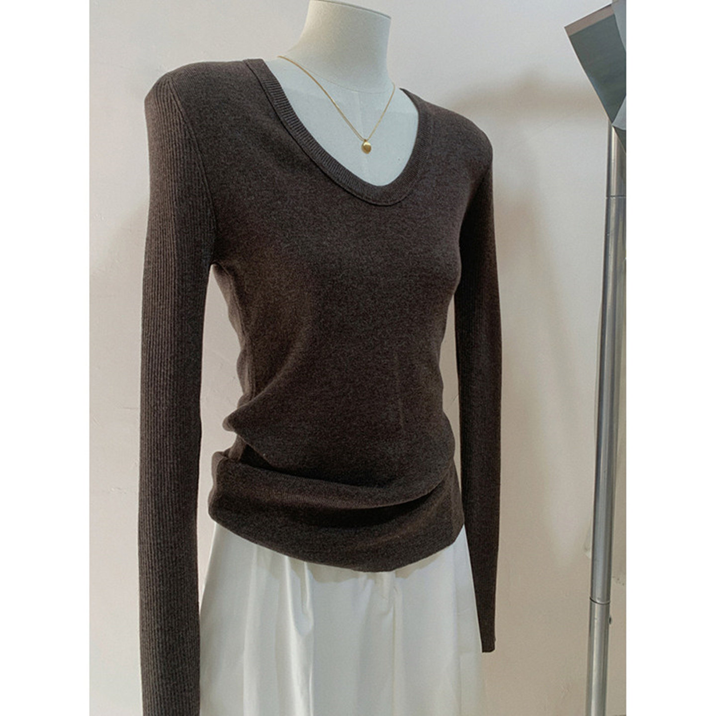 春秋冬u领气质百搭修身长袖打底针织衫上衣法式高级感内搭毛衣女,女装/女士精品,毛针织衫,淘宝优惠券,粉丝福利购,淘宝优惠卷