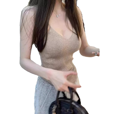 修身v领内搭打底衫小吊带背心女