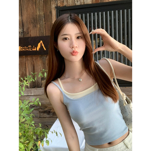 假两件上衣 短款 多巴胺吊带背心女内搭夏季 外穿设计感绝美漂亮修身