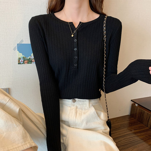 春秋新款紧身长袖内搭洋气针织衫