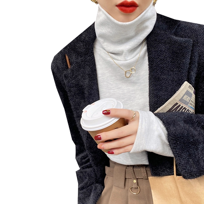 加厚德绒堆堆领长袖打底衫上衣女