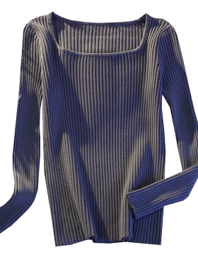 秋冬方领修身紧身内搭毛衣女长袖