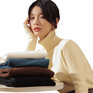 秋冬季2025新款加绒加厚保暖长袖打底针织衫高领内搭一体绒毛衣女