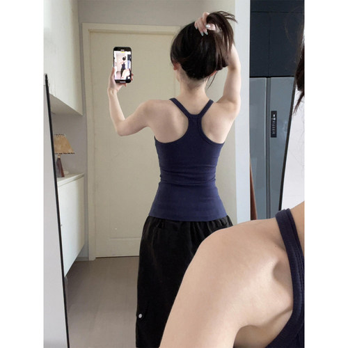 吊带背心女夏季打底内搭带胸垫外穿工字挂脖无袖运动健身美背上衣