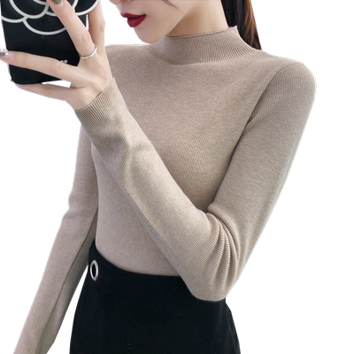 秋冬季半高领紧身内搭长袖针织衫