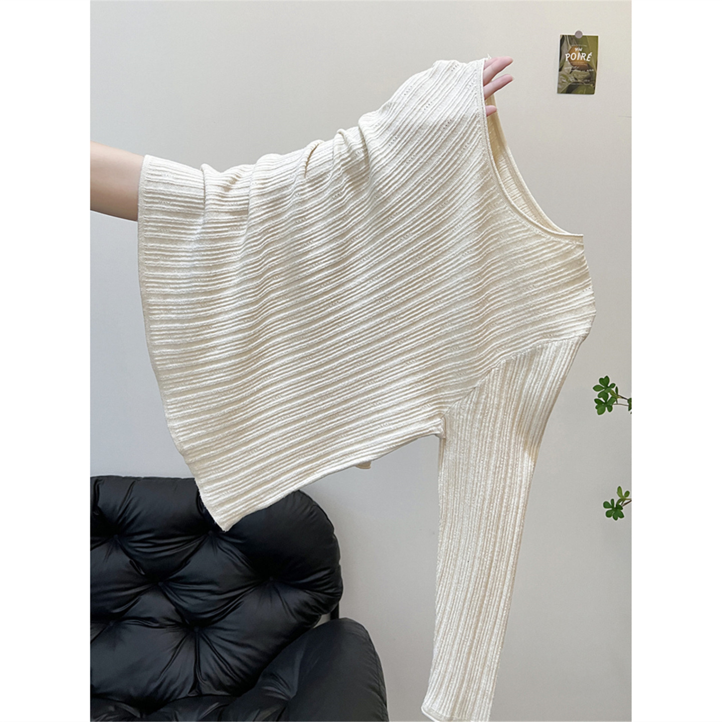 秋冬高级设计感可外穿宽松短款长袖打底针织衫上衣圆领内搭毛衣女