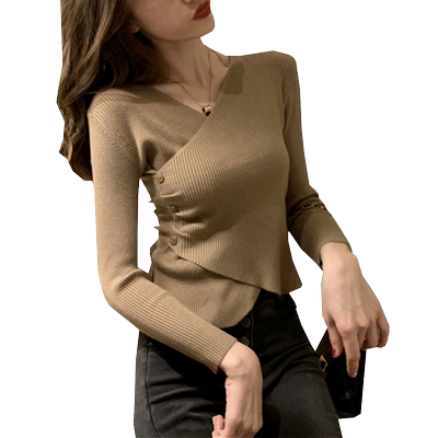 内搭v领打底不规则春秋季毛衣女