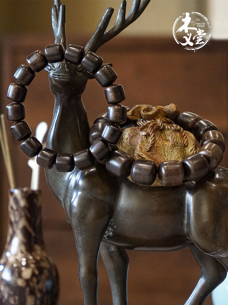 정통 정통 인도네시아 칼리만탄 오래된 재료 침향 팔찌 남성용 오일 배럴 비드 플레이트 나무 비즈 여성 팔찌 재생