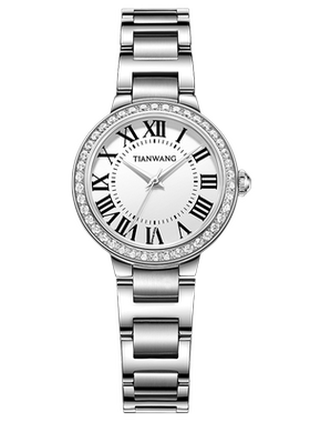 【新年礼物】天王表正品复古女表轻奢满圈锆石钢带石英手表31357