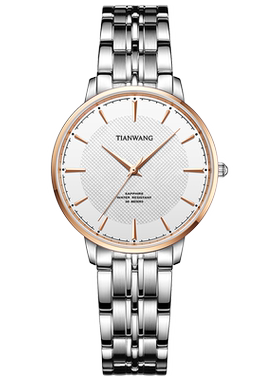 天王表品牌手表简约时尚防水钢带石英表情侣表油压表盘31189