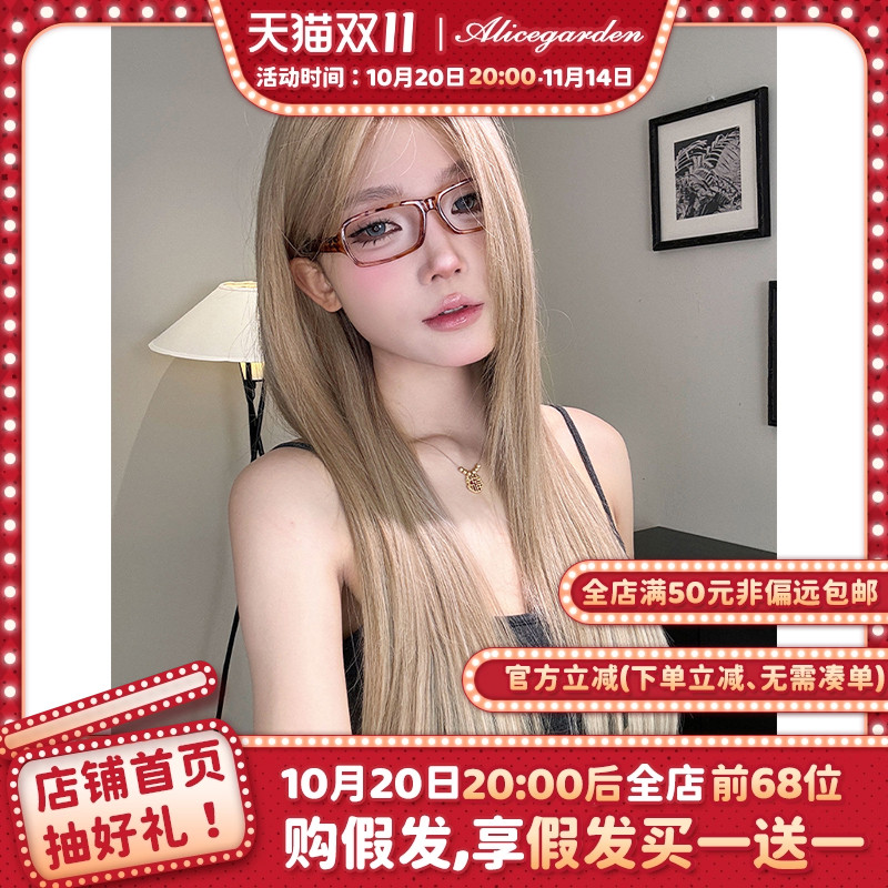 AG假发女长发网红Lolita『茶叶奈子』亚裔渐变前额蕾丝直发jk头套