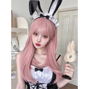 Alicegarden假发女长发日常jklolita粉色假发全头套齐刘海长直发