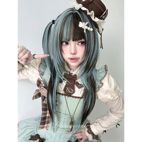 次元化亚裔风挑染直发jk头套