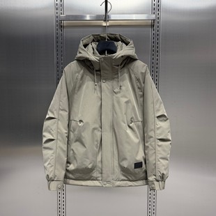 外套 高级感痞帅工装 冬季 户外防寒保暖连帽冲锋衣羽绒服男潮牌短款